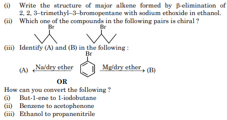 Write the structure of major alkene formed by ?-elimination of 